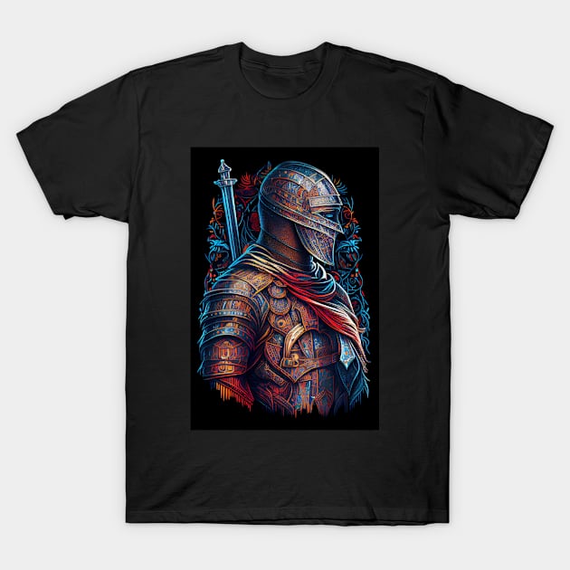 Ornate Medieval Knight T-Shirt by UVCottage
